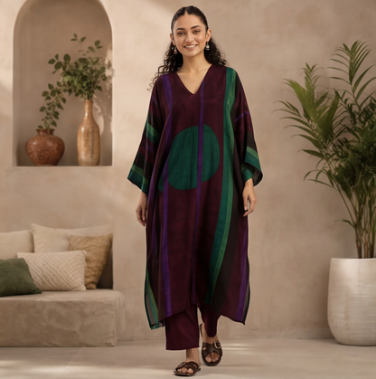 Women's Abstract Print Kaftan Kurta Set