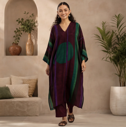 Women's Abstract Print Kaftan Kurta Set