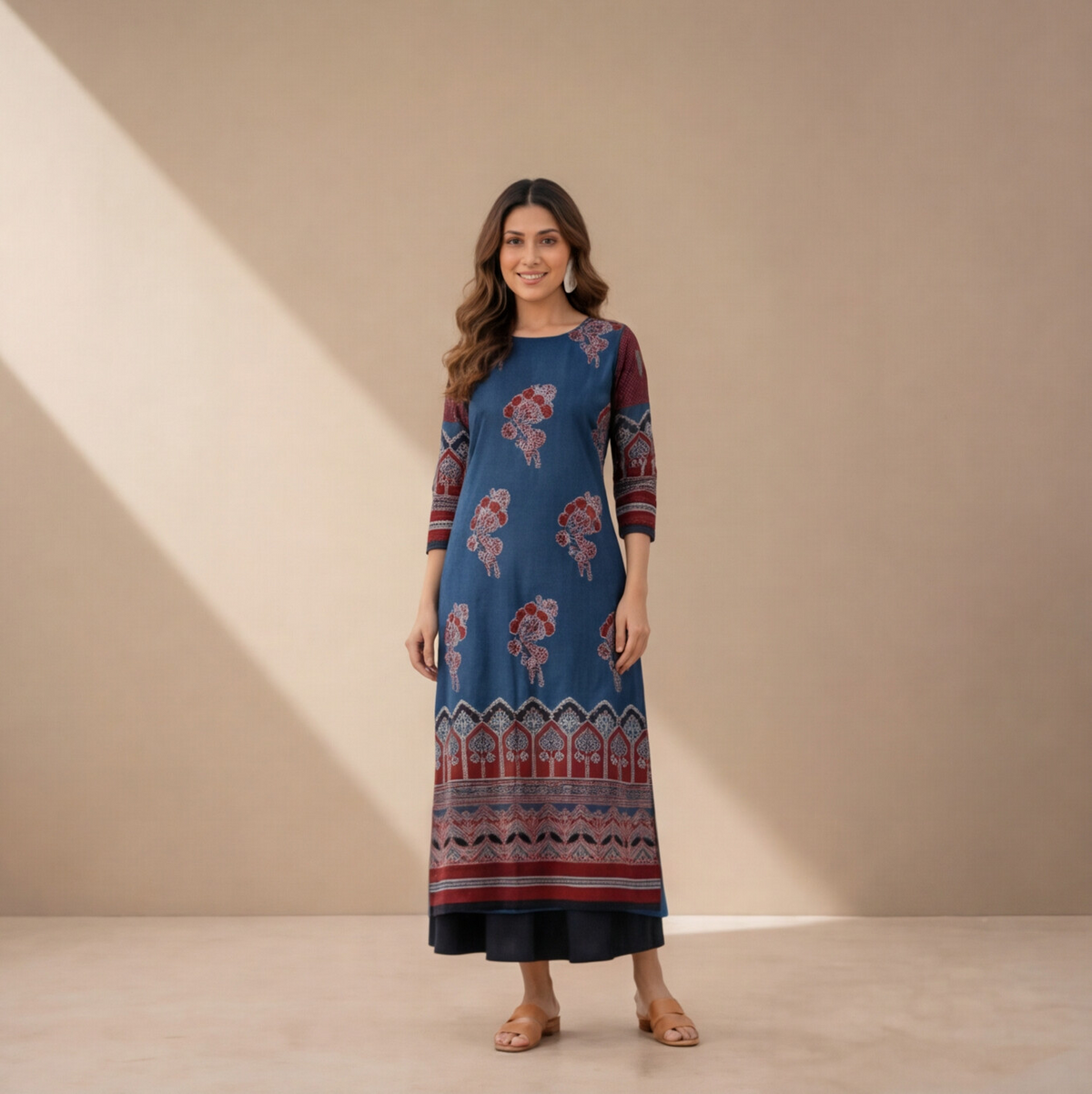 Azure Bloom Printed A-Line Kurta Set