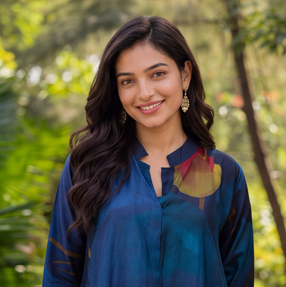 Midnight Sapphire Abstract Kurta Set