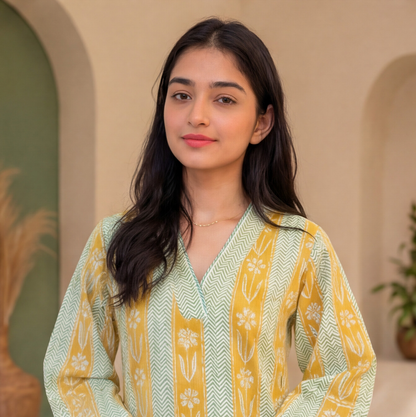 this elegant printed kurta and palazzo set