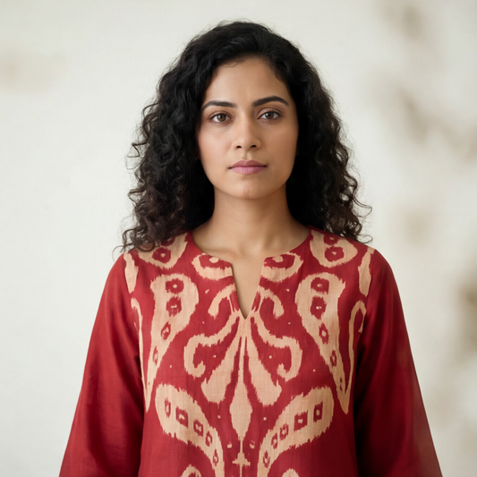 this rich maroon kurta set