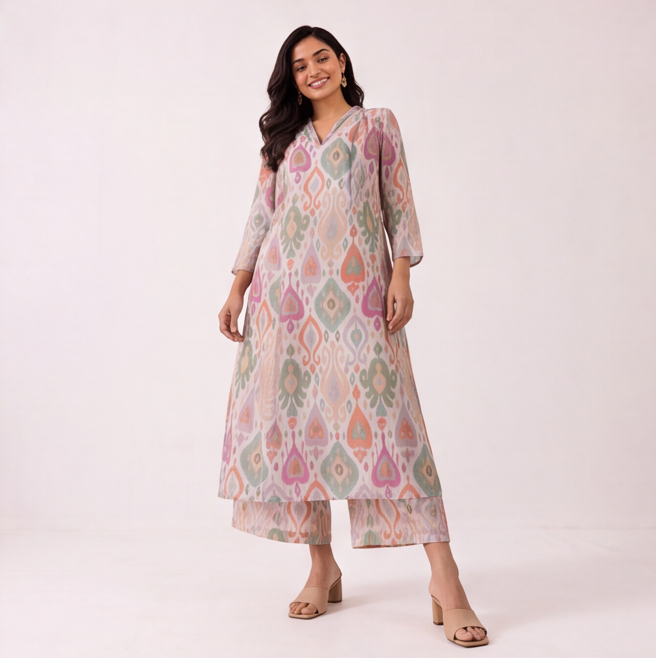 Pastel Ikat Charm Kurta Set