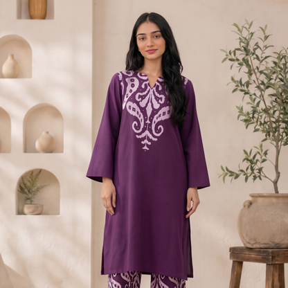 this plum purple kurta set