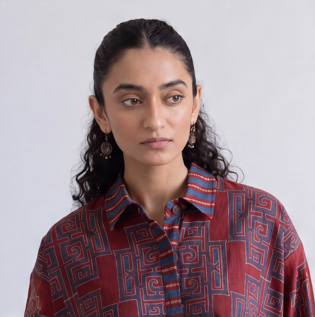 Maroon Printed Shirt Style Kurta