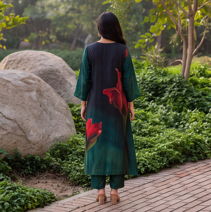 Midnight Bloom Floral Printed Kurta Set