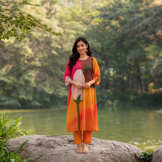 Sunrise Bloom Printed Kurta Set
