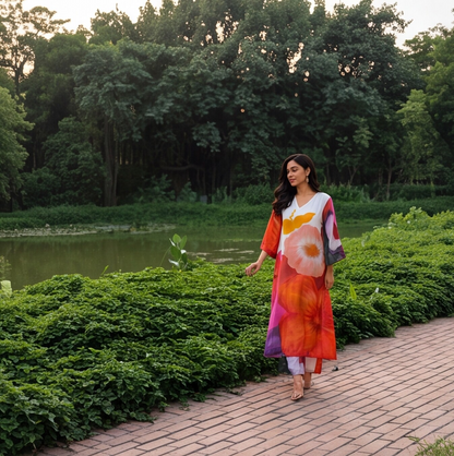 Sunset Blossom Printed Kurta Set
