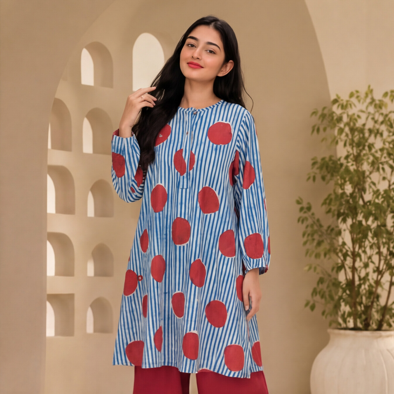 this contemporary printed kurta set