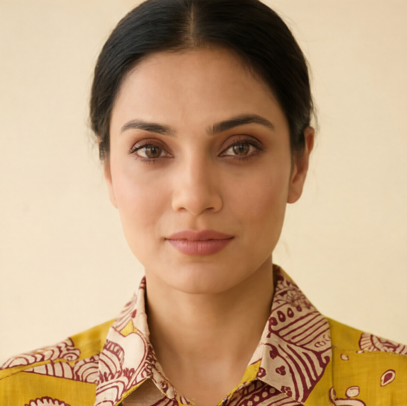 Women's Premium Mustard Yellow Printed Cotton Shirt