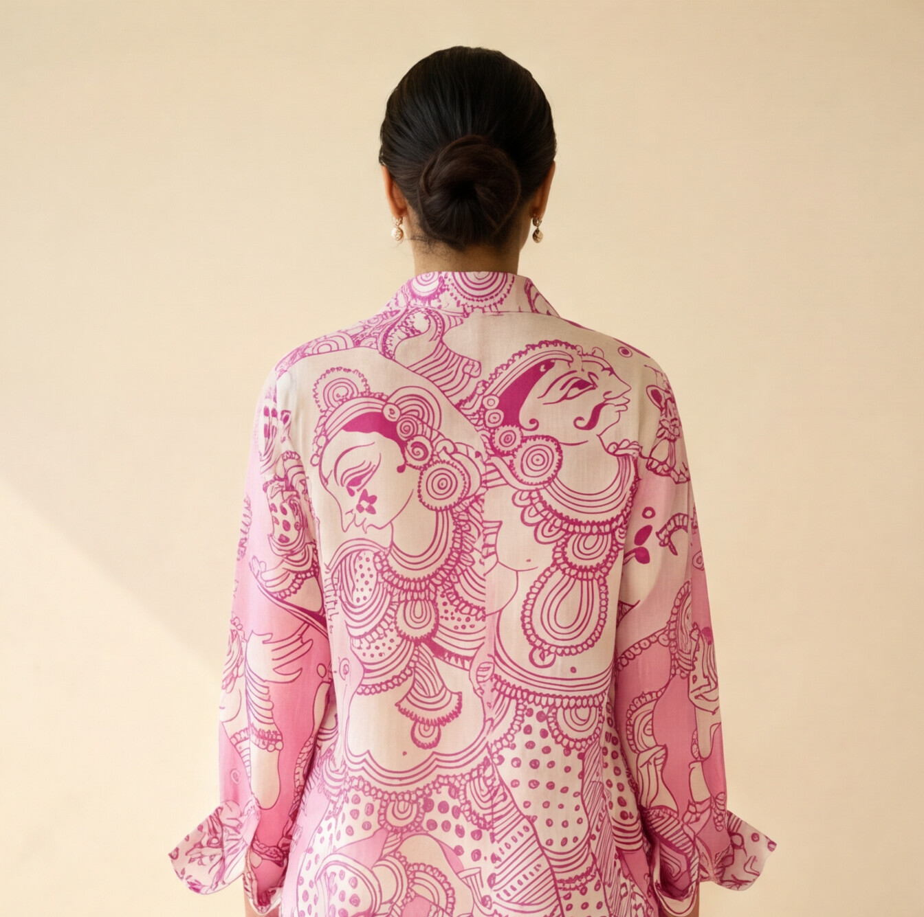 Women's Premium Pink Cotton Printed Shirt