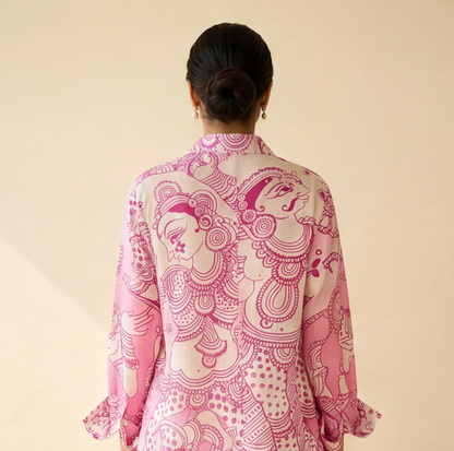 Women's Premium Pink Cotton Printed Shirt