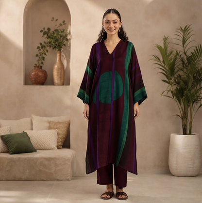 Women's Abstract Print Kaftan Kurta Set
