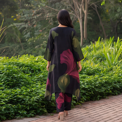 Midnight Petal Printed Kurta Set