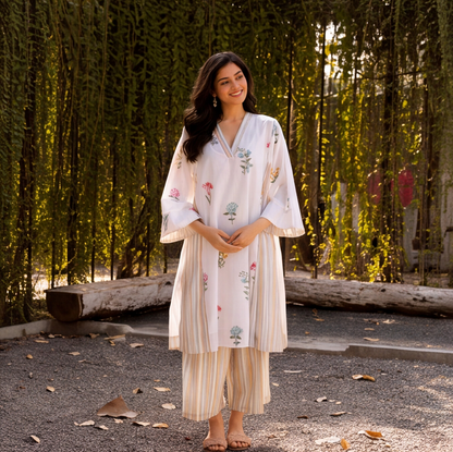 Ivory Meadow Floral Printed Kurta Set