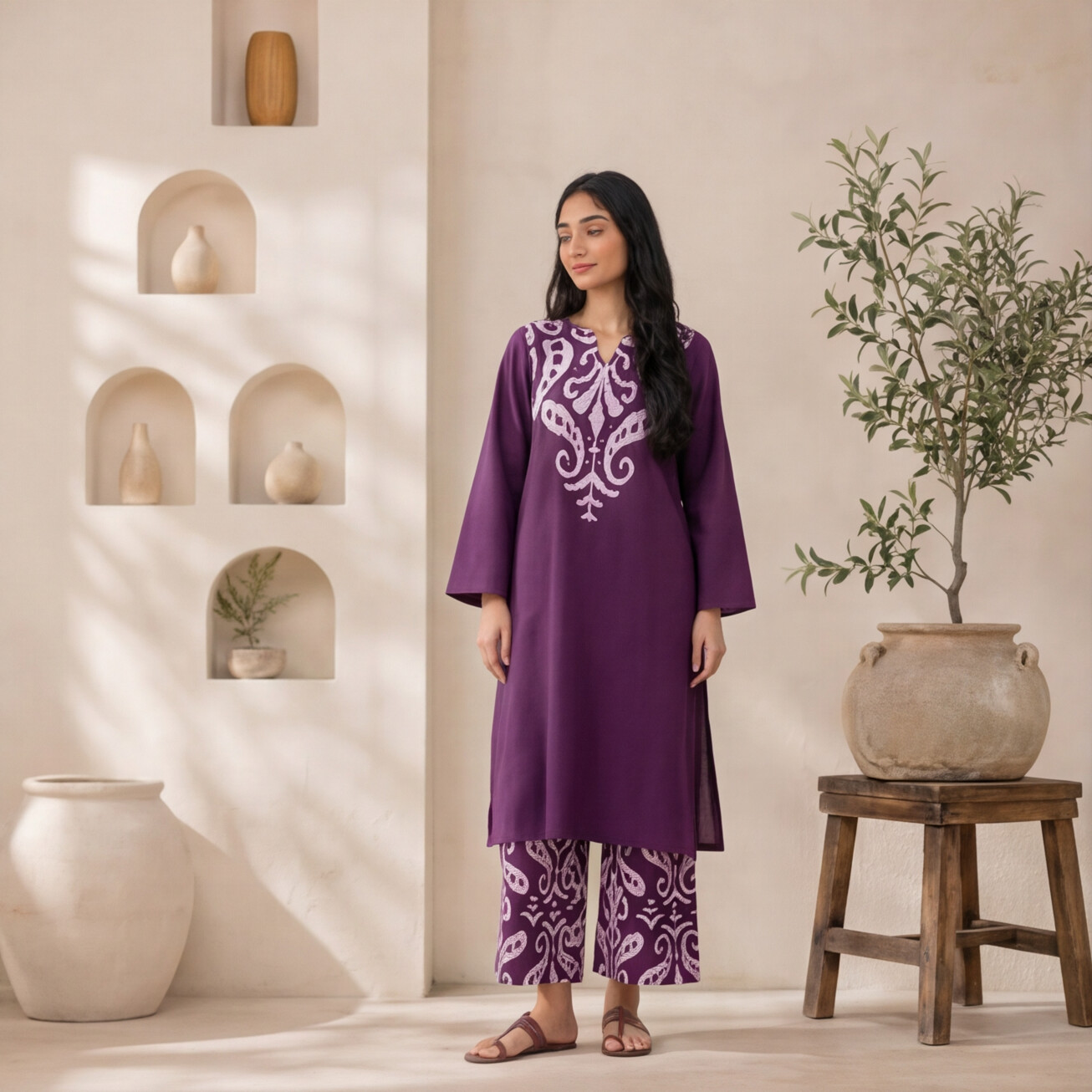 this plum purple kurta set