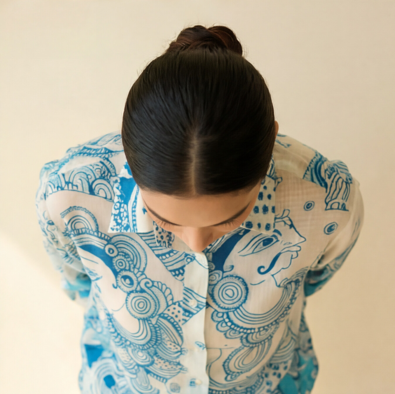 Women's Premium Sky Blue Cotton Printed Shirt
