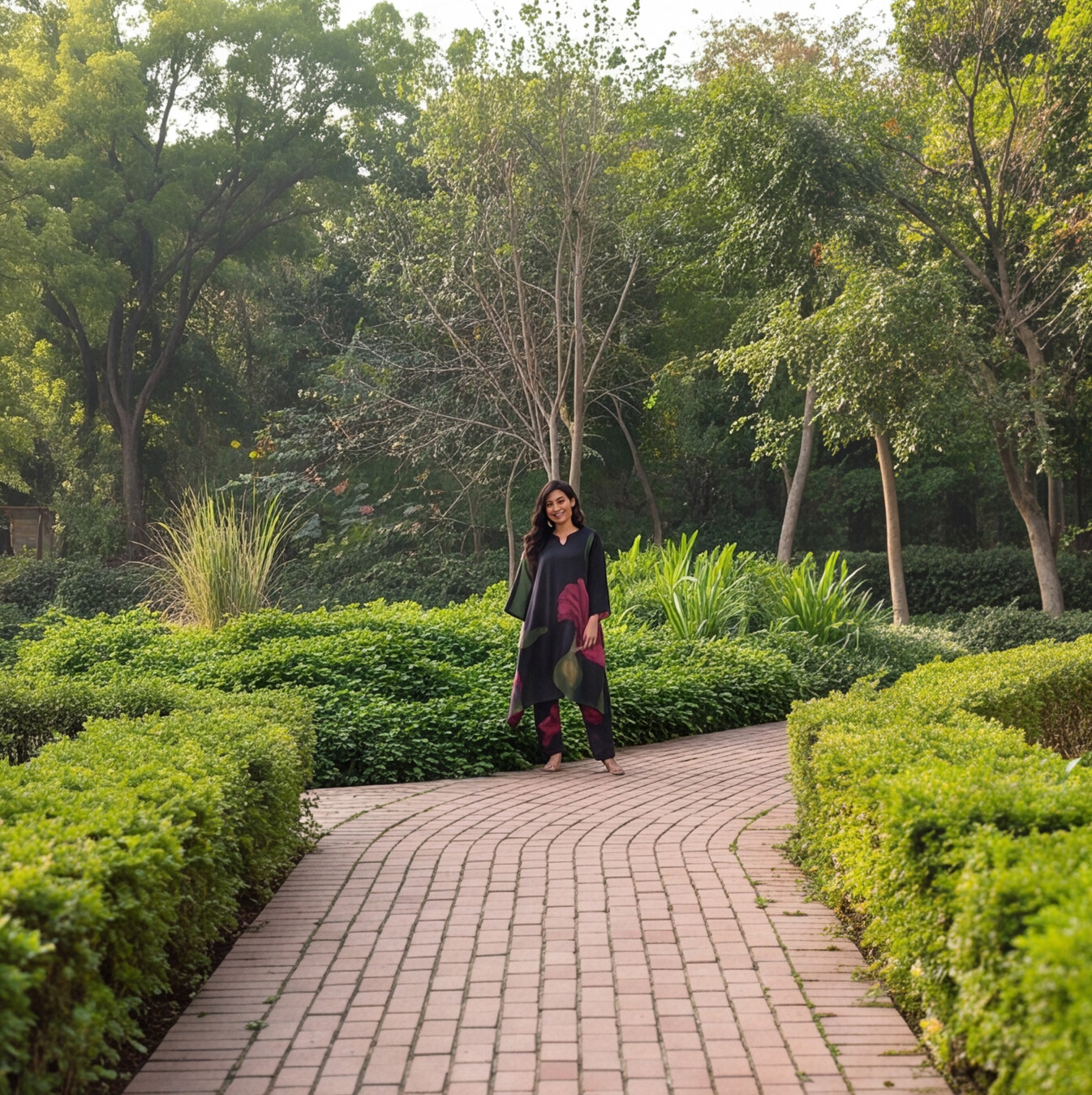 Midnight Petal Printed Kurta Set