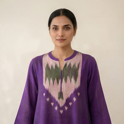 Women's Premium Purple Cotton Printed Kurta Set