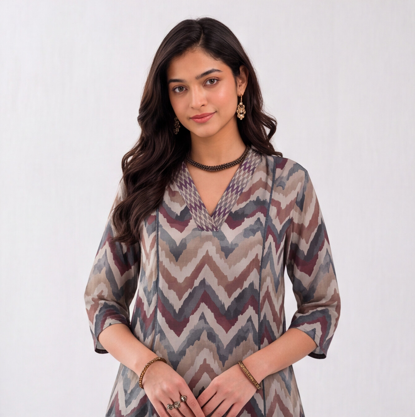 Earthy Chevron Elegance Kurta Set