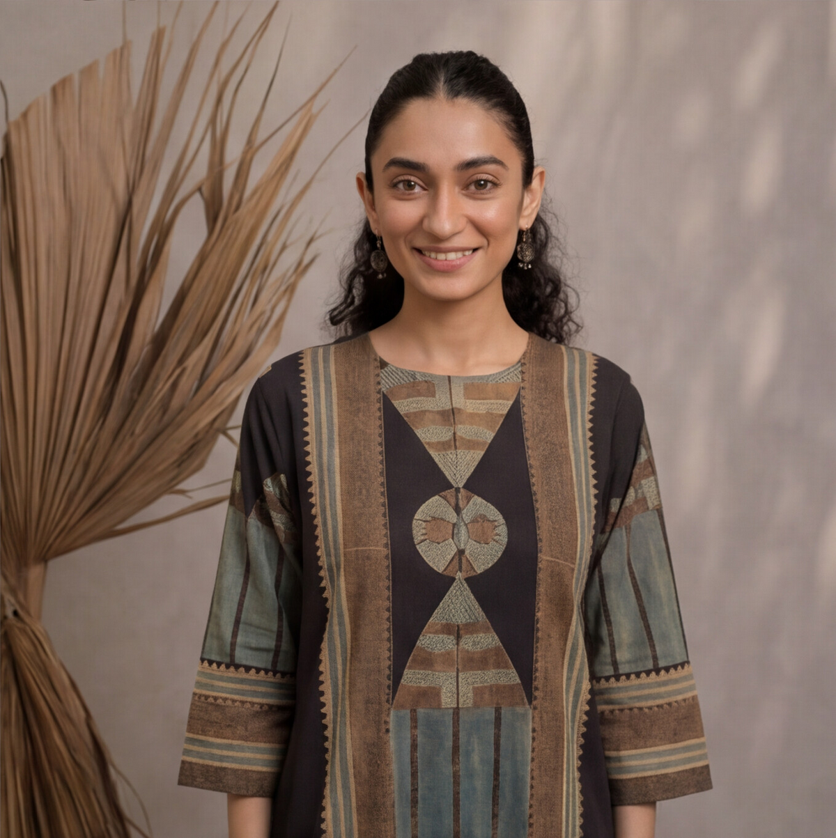 Women's Black Printed Cotton Kurta