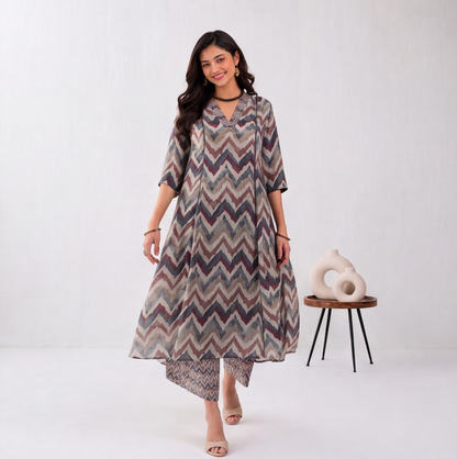Earthy Chevron Elegance Kurta Set