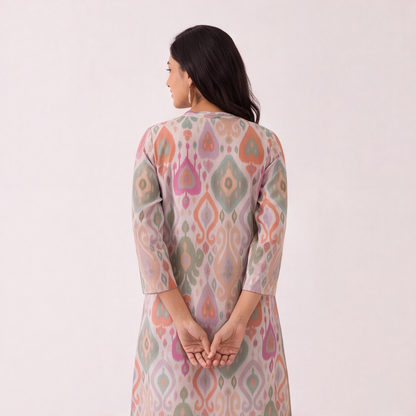 Pastel Ikat Charm Kurta Set