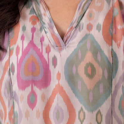 Pastel Ikat Charm Kurta Set