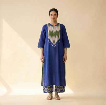Women's Premium Royal Blue Cotton Printed Kurta Set