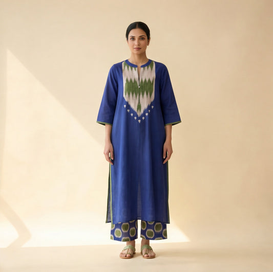 Women's Premium Royal Blue Cotton Printed Kurta Set